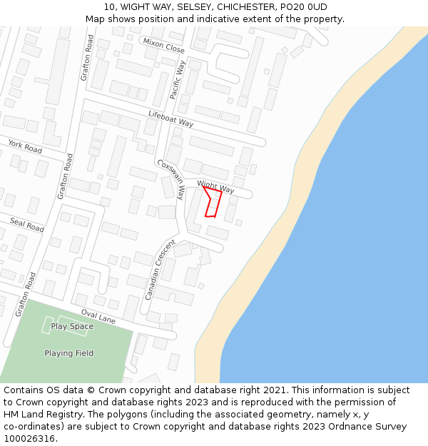 10, WIGHT WAY, SELSEY, CHICHESTER, PO20 0UD: Location map and indicative extent of plot