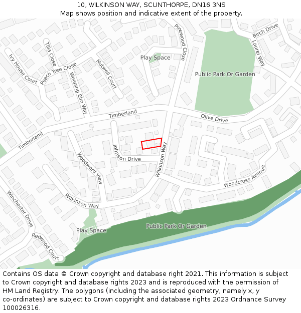 10, WILKINSON WAY, SCUNTHORPE, DN16 3NS: Location map and indicative extent of plot