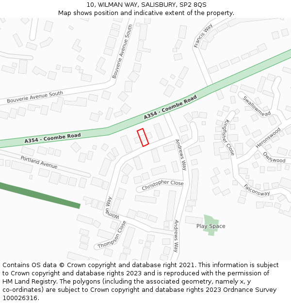10, WILMAN WAY, SALISBURY, SP2 8QS: Location map and indicative extent of plot