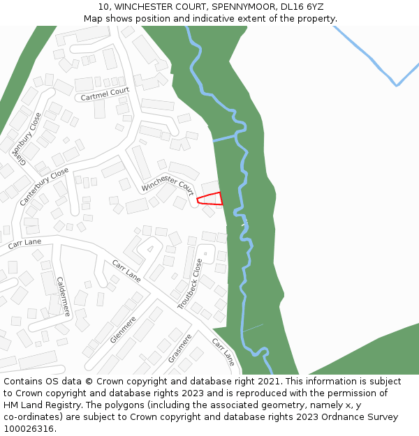 10, WINCHESTER COURT, SPENNYMOOR, DL16 6YZ: Location map and indicative extent of plot