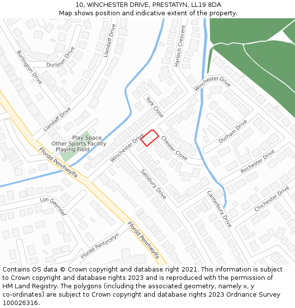 10, WINCHESTER DRIVE, PRESTATYN, LL19 8DA: Location map and indicative extent of plot