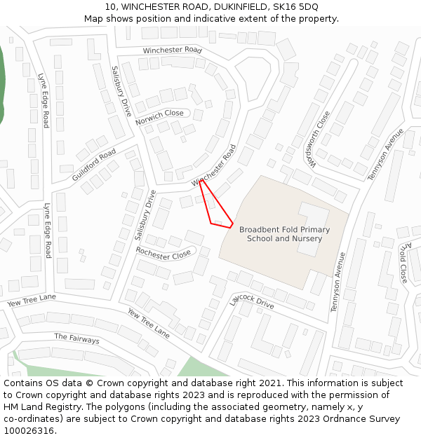 10, WINCHESTER ROAD, DUKINFIELD, SK16 5DQ: Location map and indicative extent of plot