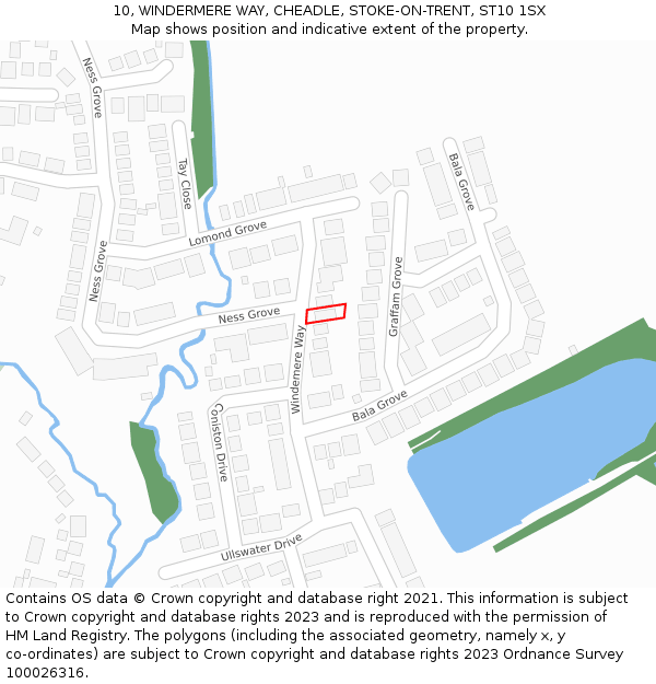 10, WINDERMERE WAY, CHEADLE, STOKE-ON-TRENT, ST10 1SX: Location map and indicative extent of plot