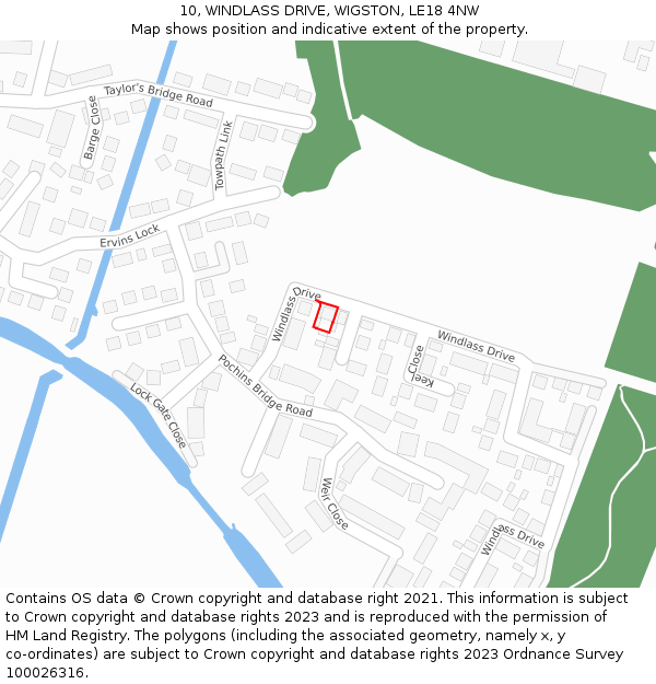 10, WINDLASS DRIVE, WIGSTON, LE18 4NW: Location map and indicative extent of plot