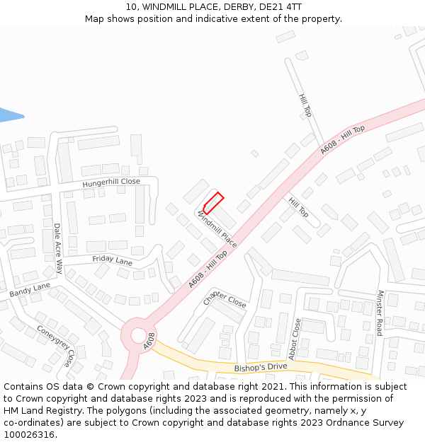 10, WINDMILL PLACE, DERBY, DE21 4TT: Location map and indicative extent of plot