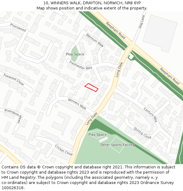 10, WINNERS WALK, DRAYTON, NORWICH, NR8 6YP: Location map and indicative extent of plot