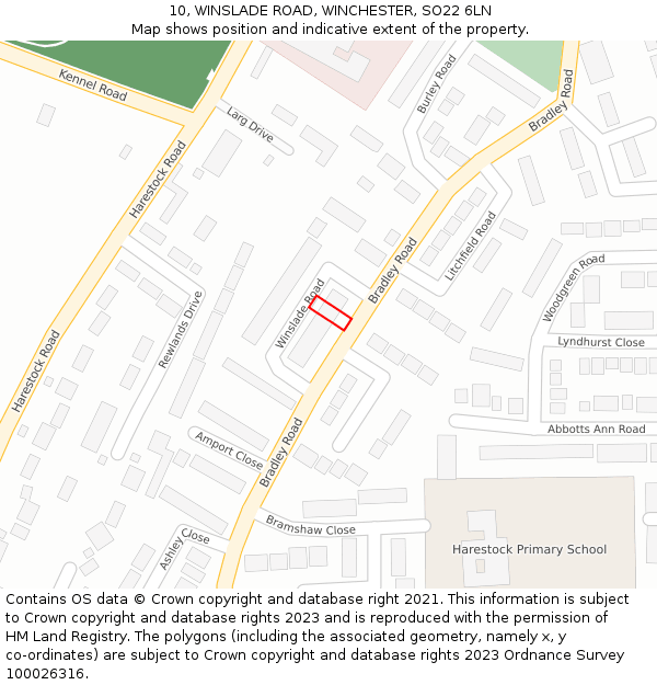 10, WINSLADE ROAD, WINCHESTER, SO22 6LN: Location map and indicative extent of plot