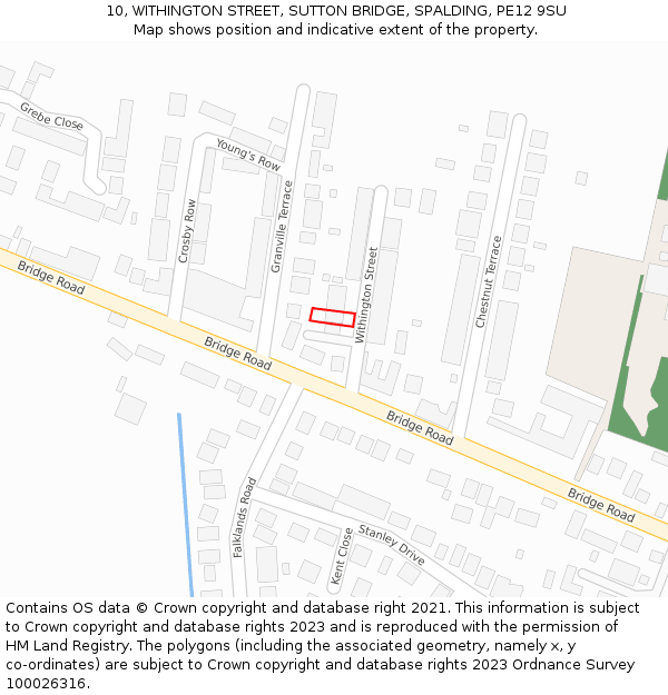 10, WITHINGTON STREET, SUTTON BRIDGE, SPALDING, PE12 9SU: Location map and indicative extent of plot