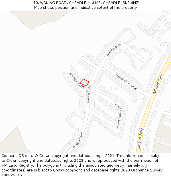 10, WOKING ROAD, CHEADLE HULME, CHEADLE, SK8 6NZ: Location map and indicative extent of plot