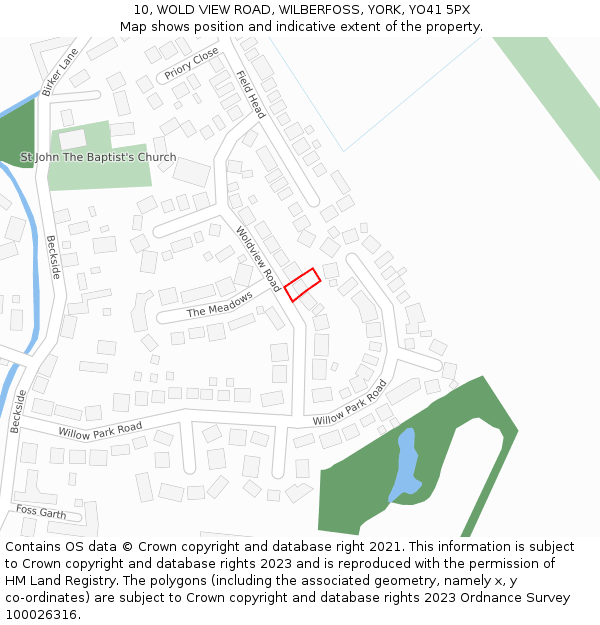 10, WOLD VIEW ROAD, WILBERFOSS, YORK, YO41 5PX: Location map and indicative extent of plot