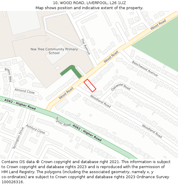 10, WOOD ROAD, LIVERPOOL, L26 1UZ: Location map and indicative extent of plot