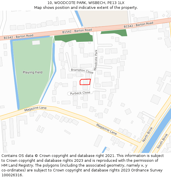 10, WOODCOTE PARK, WISBECH, PE13 1LX: Location map and indicative extent of plot