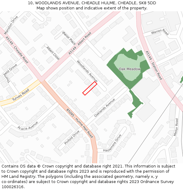 10, WOODLANDS AVENUE, CHEADLE HULME, CHEADLE, SK8 5DD: Location map and indicative extent of plot