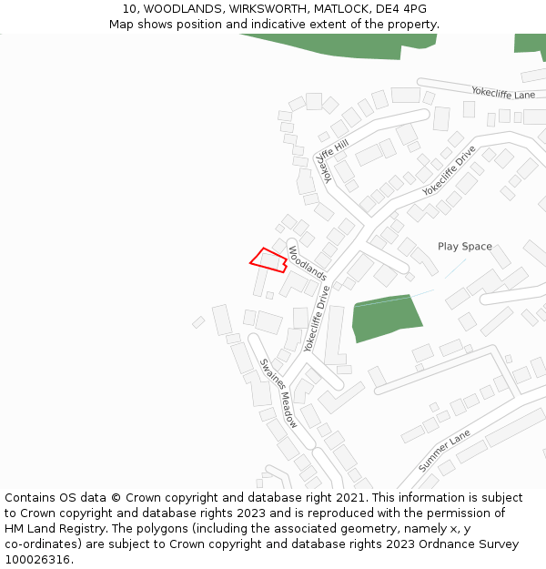 10, WOODLANDS, WIRKSWORTH, MATLOCK, DE4 4PG: Location map and indicative extent of plot