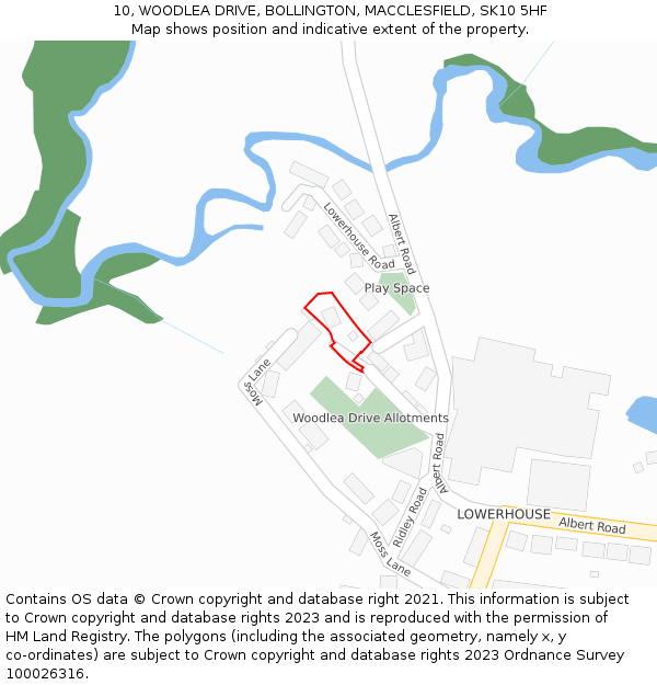 10, WOODLEA DRIVE, BOLLINGTON, MACCLESFIELD, SK10 5HF: Location map and indicative extent of plot