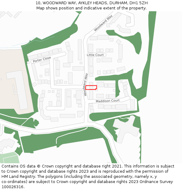 10, WOODWARD WAY, AYKLEY HEADS, DURHAM, DH1 5ZH: Location map and indicative extent of plot