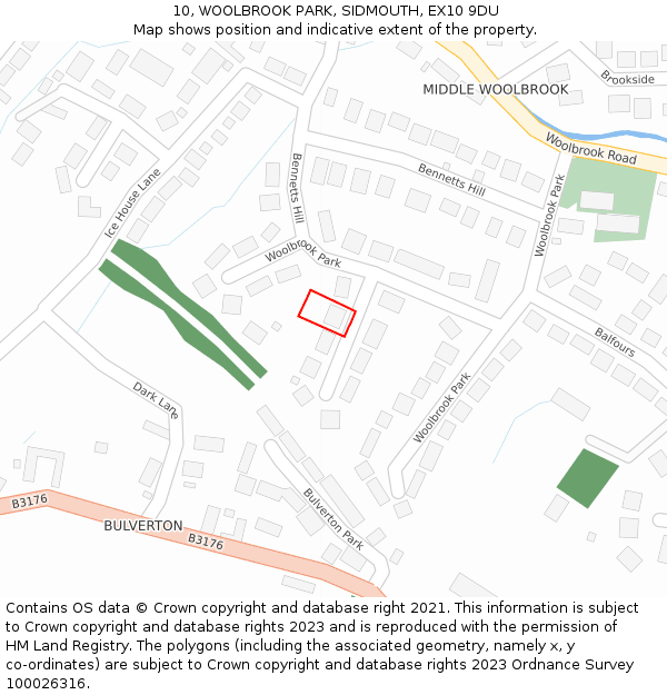 10, WOOLBROOK PARK, SIDMOUTH, EX10 9DU: Location map and indicative extent of plot
