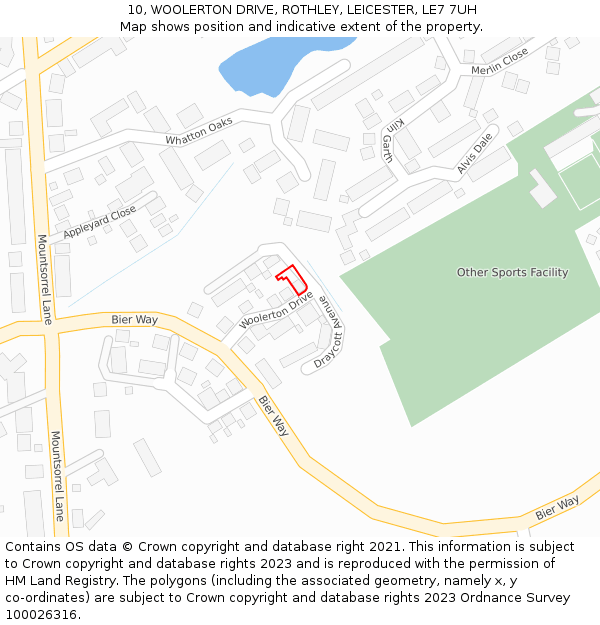 10, WOOLERTON DRIVE, ROTHLEY, LEICESTER, LE7 7UH: Location map and indicative extent of plot