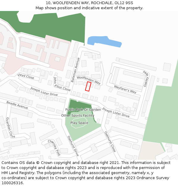 10, WOOLFENDEN WAY, ROCHDALE, OL12 9SS: Location map and indicative extent of plot