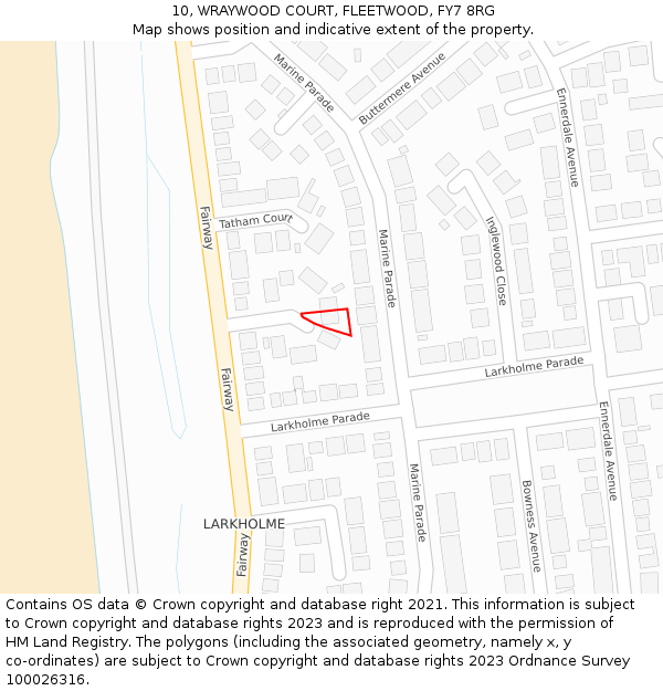 10, WRAYWOOD COURT, FLEETWOOD, FY7 8RG: Location map and indicative extent of plot