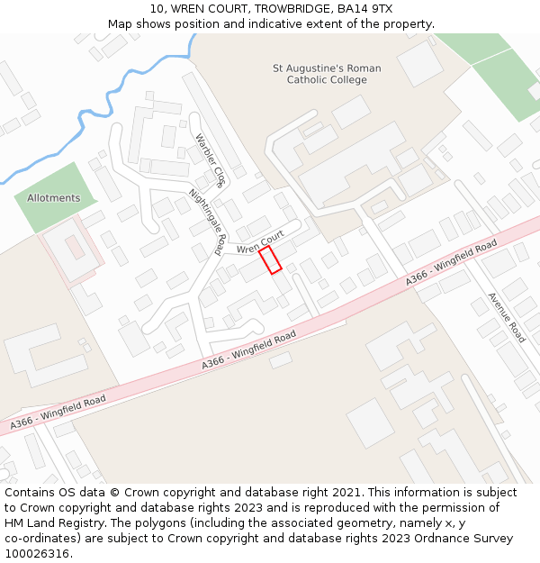 10, WREN COURT, TROWBRIDGE, BA14 9TX: Location map and indicative extent of plot