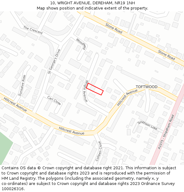 10, WRIGHT AVENUE, DEREHAM, NR19 1NH: Location map and indicative extent of plot