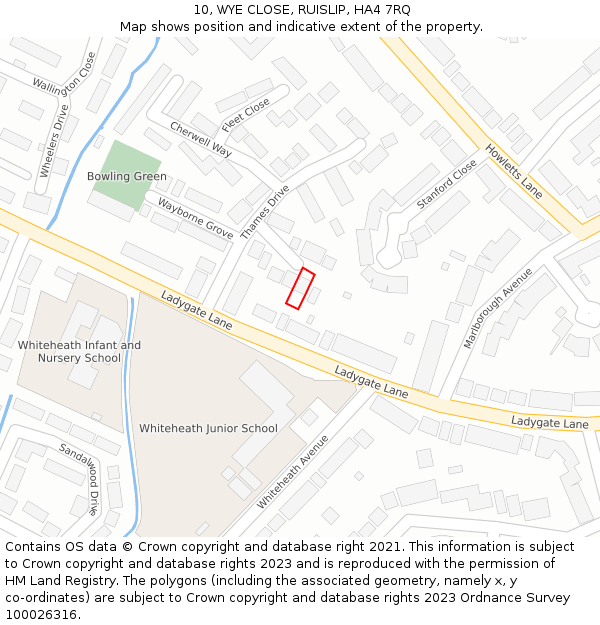 10, WYE CLOSE, RUISLIP, HA4 7RQ: Location map and indicative extent of plot