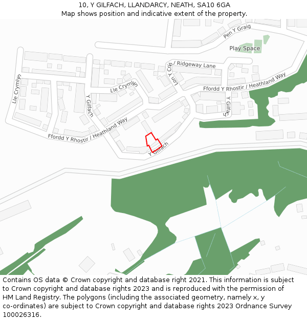 10, Y GILFACH, LLANDARCY, NEATH, SA10 6GA: Location map and indicative extent of plot