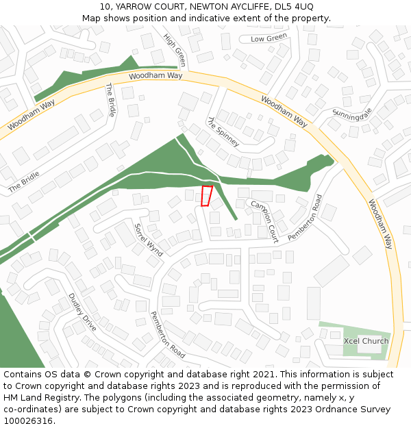 10, YARROW COURT, NEWTON AYCLIFFE, DL5 4UQ: Location map and indicative extent of plot