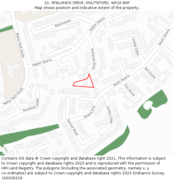 10, YEWLANDS DRIVE, KNUTSFORD, WA16 8AP: Location map and indicative extent of plot