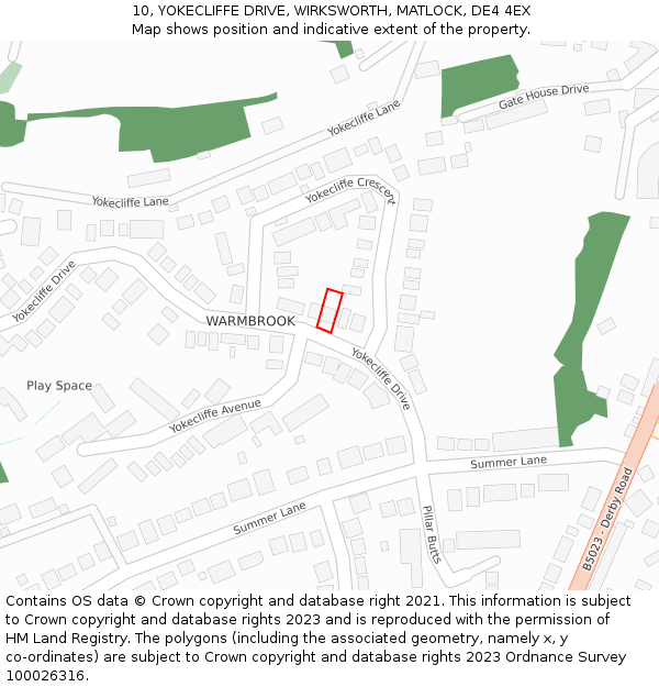 10, YOKECLIFFE DRIVE, WIRKSWORTH, MATLOCK, DE4 4EX: Location map and indicative extent of plot