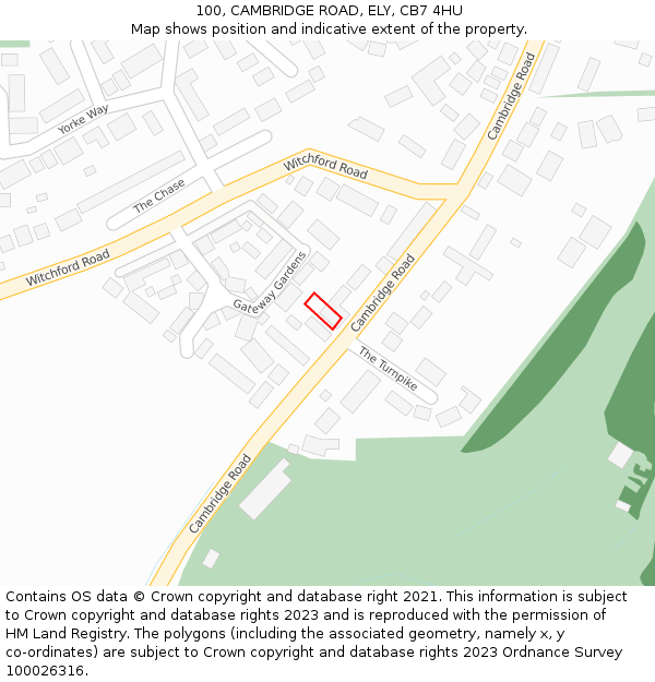 100, CAMBRIDGE ROAD, ELY, CB7 4HU: Location map and indicative extent of plot