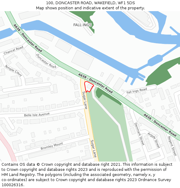 100, DONCASTER ROAD, WAKEFIELD, WF1 5DS: Location map and indicative extent of plot