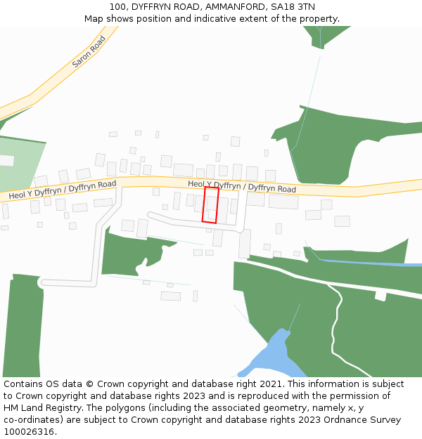 100, DYFFRYN ROAD, AMMANFORD, SA18 3TN: Location map and indicative extent of plot