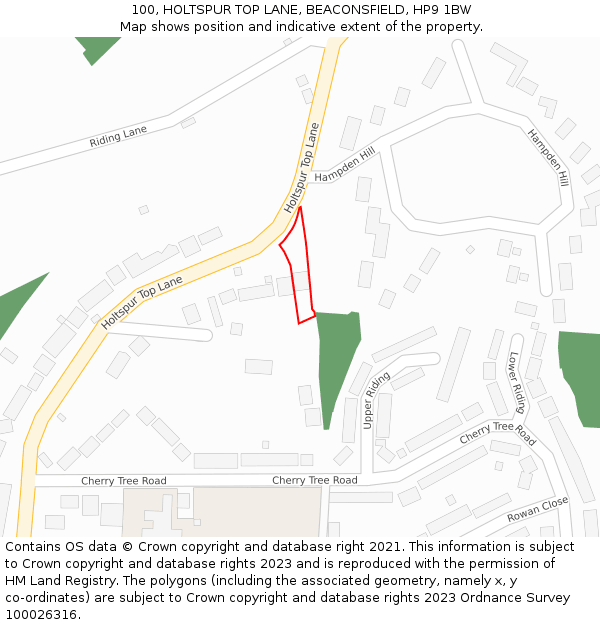 100, HOLTSPUR TOP LANE, BEACONSFIELD, HP9 1BW: Location map and indicative extent of plot