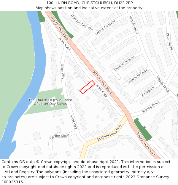 100, HURN ROAD, CHRISTCHURCH, BH23 2RP: Location map and indicative extent of plot