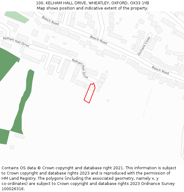 100, KELHAM HALL DRIVE, WHEATLEY, OXFORD, OX33 1YB: Location map and indicative extent of plot