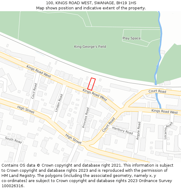 100, KINGS ROAD WEST, SWANAGE, BH19 1HS: Location map and indicative extent of plot