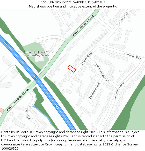 100, LENNOX DRIVE, WAKEFIELD, WF2 8LF: Location map and indicative extent of plot