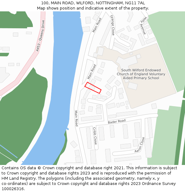 100, MAIN ROAD, WILFORD, NOTTINGHAM, NG11 7AL: Location map and indicative extent of plot