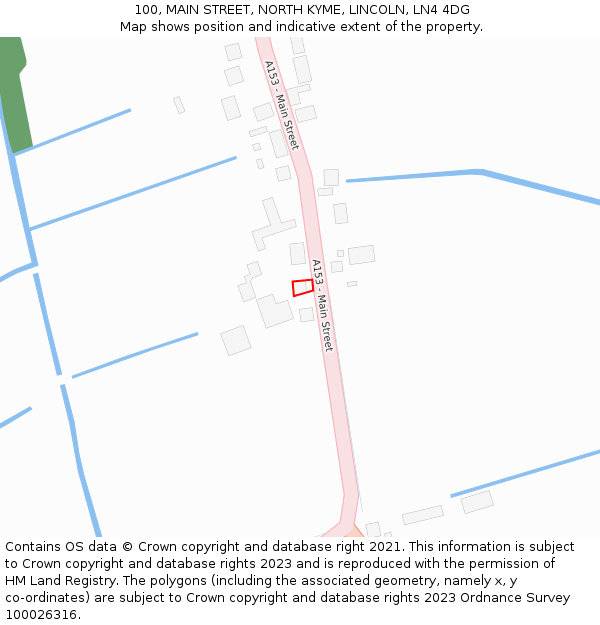 100, MAIN STREET, NORTH KYME, LINCOLN, LN4 4DG: Location map and indicative extent of plot