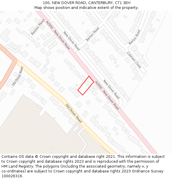 100, NEW DOVER ROAD, CANTERBURY, CT1 3EH: Location map and indicative extent of plot