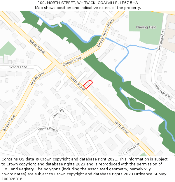 100, NORTH STREET, WHITWICK, COALVILLE, LE67 5HA: Location map and indicative extent of plot