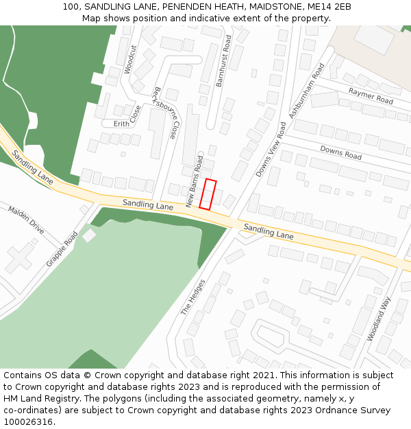 100, SANDLING LANE, PENENDEN HEATH, MAIDSTONE, ME14 2EB: Location map and indicative extent of plot