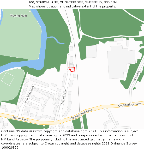 100, STATION LANE, OUGHTIBRIDGE, SHEFFIELD, S35 0FN: Location map and indicative extent of plot