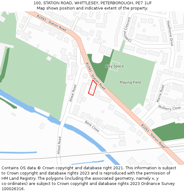 100, STATION ROAD, WHITTLESEY, PETERBOROUGH, PE7 1UF: Location map and indicative extent of plot