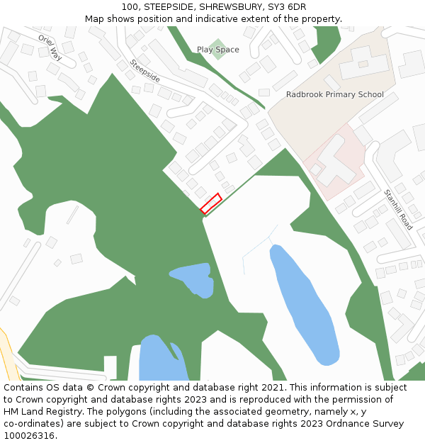 100, STEEPSIDE, SHREWSBURY, SY3 6DR: Location map and indicative extent of plot