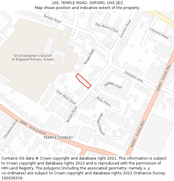 100, TEMPLE ROAD, OXFORD, OX4 2EZ: Location map and indicative extent of plot