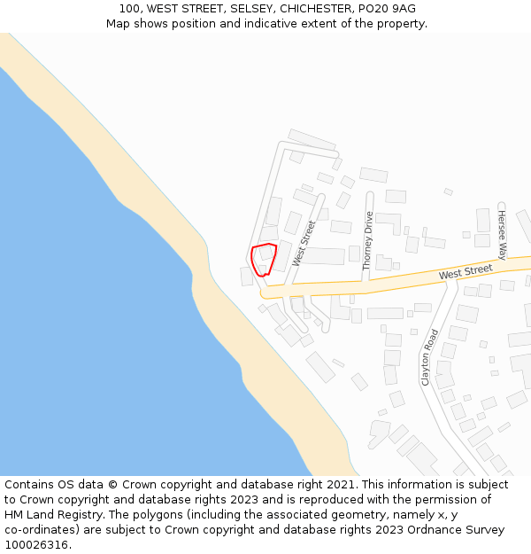 100, WEST STREET, SELSEY, CHICHESTER, PO20 9AG: Location map and indicative extent of plot