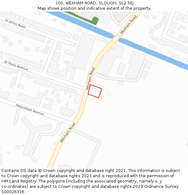 100, WEXHAM ROAD, SLOUGH, SL2 5EJ: Location map and indicative extent of plot